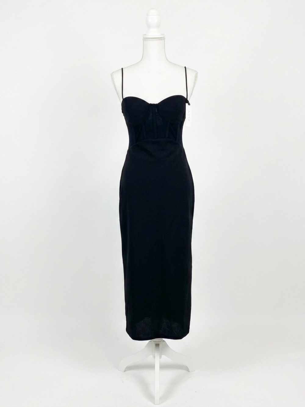 NWT ASTR The Label Black Corset Midi Dress Mesh Bustier Small
